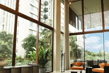 Luxury bungalow exterior with large aluminium windows