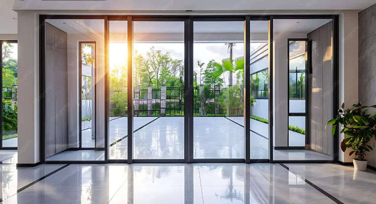 Slim profiles aluminium doors